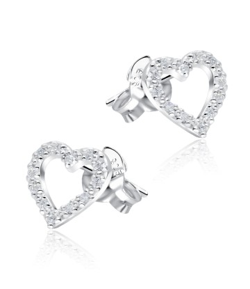 Heart With CZ Stone Silver Ear Stud STS-5119